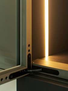 Modern <b>Wood</b> TV Cabinet with LED Light Fireplace Design Wall-Mounted Lift for Living Room & Hotel Use - Product Image 3