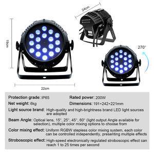 תאורת PAR <span class=keywords><strong>LED</strong></span> 18x12W IP65 עמידה למים, ללא מאוורר, RGBW, תאורת שטיפה DMX512, ישירות מהמפעל, לאירועים חיצוניים, גינה, חתונה, מסיבות, תאורת במה - Product Image 6