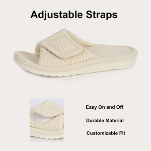 Da <span class=keywords><strong>donna</strong></span> con supporto per arco ortotico Fuzzy regolabile Open Toe House ortopedico peloso pantofole da <span class=keywords><strong>donna</strong></span> - Product Image 4