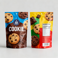 Sachet personnalisé refermable pour biscuits, pochette verticale en plastique scellée avec fermeture éclair pour emballage de bonbons et biscuits