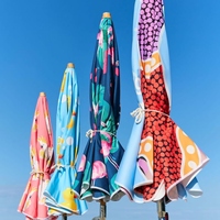 Rayures roses personnalisé extérieur réglable Protection UV Parasol de plage mariage jardin frange gland parapluie abri soleil