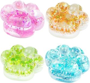 Quirky Crystal Cat Paw Silicone Eco-friendly TPR Glitter Decompression Squishy Liquid Sand Sensory Fidget Stress Relief Toy for - Product Image 3