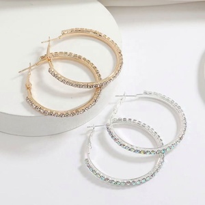 Fashion Gold Plated <b>Silver</b> Alloy Women's Luxury Diamond <b>Big</b> Size Circle Hoop <b>Earrings</b> Party Rhinestone - Product Image 4