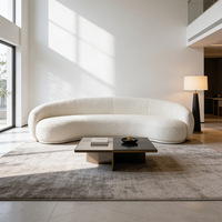 Canapé une place en tissu style crème, design moderne et simple en arc, pour petit appartement, salon, revêtement en velours côtelé, éponge haute densité