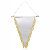 Mini banderín de satén de lujo con logotipo personalizado para colgar en la ventana, Bandera de intercambio de clubes de fútbol con borla