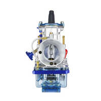Carburateur de course à clapet plat PWK argenté avec cuve flottante transparente bleue pour moto tout-terrain 2T 4T, VTT, Pit Bike, remplacement de moto
