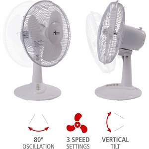 Alera 12\" 3-Speed Plastic White <b>Oscillating</b> Desk <b>Fan</b> Exhaust <b>Fan</b> Product Category - Product Image 4