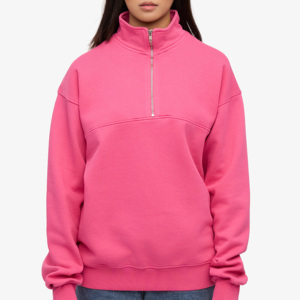 Sudadera personalizada con cremallera de un cuarto para mujer, con detalle de solapa frontal, hombros caídos, algodón de alto gramaje, estilo oversize, streetwear, tipo jersey - Product Image 1