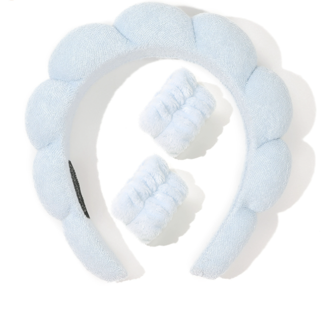 แถบคาดศีรษะ + สายรัดข้อมือ2เส้น-ชุดสีฟ้า