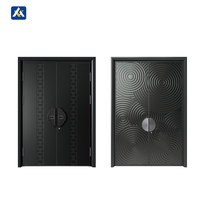 Porte d'entrée de luxe haut de gamme en aluminium moulé sculpté, double porte, design colonne romaine, sur mesure