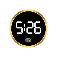 Horloge de tableau de bord de voiture à coller : Horloge numérique LED ronde en alliage tendance avec écran tactile et affichage lumineux