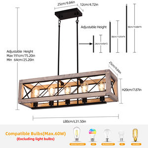 Luminaire suspendu en verre de style japonais Wabi-sabi pour salon, salle à manger, chambre à coucher, lustre multi-têtes en bois - Product Image 3