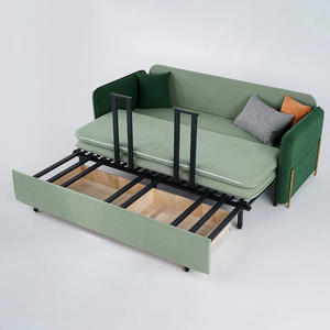 European Waterproof Green Premium Pull Out Sofa Bed with Soft Linen Upholstery <strong>Double</strong> Sofa Bed for <strong>Small</strong> Spaces with Storage - Product Image 3