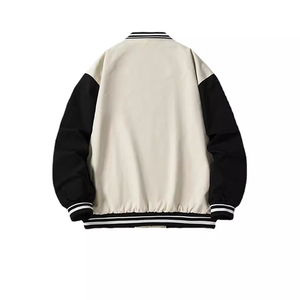 เสื้อแจ็คเก็ตเบสบอลทรงหลวมสไตล์เกาหลีสำหรับผู้ชาย เสื้อสเวตเชิ้ตบล็อกสีลำลองสำหรับนักเรียนและผู้ชื่นชอบสตรีทแวร์ - Product Image 3