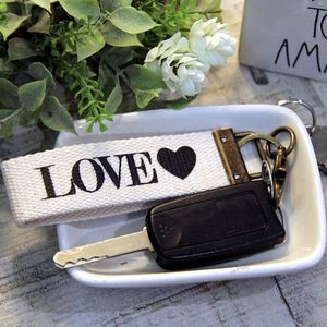 New Custom Logo Lightweight Multi-Purpose Wristlet Keychain Thick Cotton Canvas Silk Screen Printing Alloy Metal <b>Key</b> Tags - Product Image 3