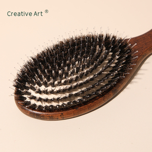 OEM spazzola <span class=keywords><strong>per</strong></span> capelli con setola di cinghiale liscia districante in <span class=keywords><strong>legno</strong></span> naturale manico spazzola <span class=keywords><strong>per</strong></span> capelli distribuisce oli <span class=keywords><strong>per</strong></span> lucentezza naturale - Product Image 2