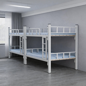 Industrial Style <b>Double</b> Decker <b>Bunk</b> <b>Bed</b> for Employee Dormitory Iron <b>Bunk</b> <b>Bed</b> with Ladder for Factory Company Housing - Product Image 1