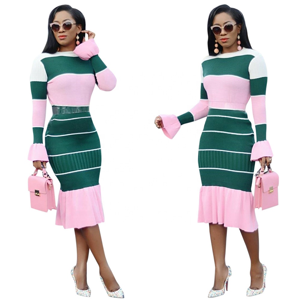 QC-B9119 2021 в наличии женские цветовой контраст платья с открытыми плечами для женcкое вечернее элегантное платье