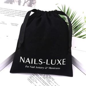 Manteau de <span class=keywords><strong>femme</strong></span> en coton noir avec impression de logo personnalisé sac de rangement de voyage <span class=keywords><strong>pour</strong></span> le séchoir à cheveux pochette de shopping en mousseline de coton avec cordon de serrage - Product Image 1