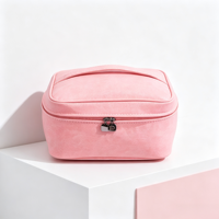 Grande trousse de maquillage en cuir PU à texture peau de mouton avec emplacements pour pinceaux, organiseur de cosmétiques de voyage pour femmes