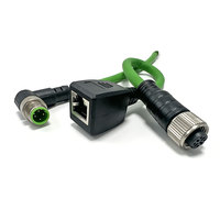 Cable adaptador Ethernet industrial M12 de 4 pines con código D hembra a RJ45 hembra, recto o en ángulo, con arnés de cableado personalizado