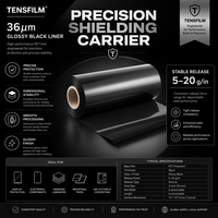 Película de Silicona PET Negra Brillante Personalizada Tensfilm de 25-100um, Bloqueadora de Luz y Aislante Eléctrico