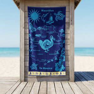 Toalla con mapa de Mauricio, diseño costero verde con patrón de palmeras, arte decorativo para colgar en la pared, impresión rectangular en tela - Product Image 4