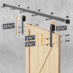 ชุดอุปกรณ์ประตูบาร์นอุตสาหกรรมสมัยใหม่ ทนทาน กันเสียง ผิวสีดำด้าน โครงสร้างเหล็กทองเหลือง ติดตั้งง่ายด้วยสกรู - Product Image 5