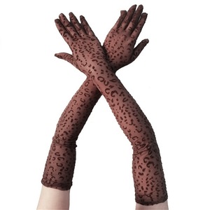 <strong>Leopard</strong> <strong>Print</strong> 21 Inch Over Elbow Length Full Finger Silk Sheer Sun Protection <strong>Gloves</strong> - Product Image 2