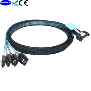 สายเคเบิล4X-4SATA ข้อมูล mcio SATA 38P PCIe สายเชื่อมทองแดงปราศจากออกซิเจนสีดำ - Product Image 4
