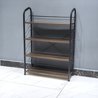 Zapatero Industrial con Estantes, Librería Moderna con Estructura Metálica, Organizador de Almacenamiento Independiente para Entrada, Estante de Cocina de 4 Niveles