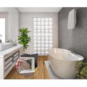 Bloque de Vidrio Transparente para Decoración de Paredes <span class=keywords><strong>en</strong></span> Baños, 180x180x90mm, Cuadrado, Decoración Artística, Bloque de Vidrio Hueco para Construcción - Product Image 1