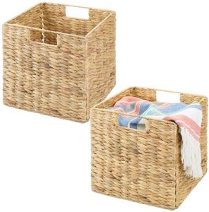 Laundry Room Dirty Clothes Storage Dump Basket Tiered Wall Mount Baskets Seagrass Woven <strong>Cube</strong> Bin Small Decorative <strong>Rattan</strong> - Product Image 1