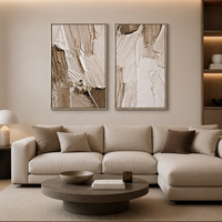 Peinture décorative d'intérieur sur toile texturée abstraite faite à la main avec cadre en alliage d'aluminium, art mural peint à la main