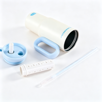 Gobelet isotherme Startiger Ice Master 750 ml avec poignée et deux pailles, en acier inoxydable 316, pour voiture, bureau et extérieur