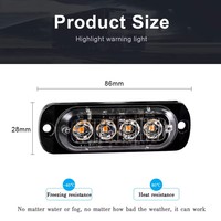 Feu de signalisation latéral stroboscopique 4 LED pour voiture, clignotant d'urgence pour panne, pour camion et remorque 12V-24V, lampe de signalisation multivolts