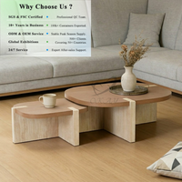 Ensemble de tables basses imbriquées irrégulières OKAY Furniture, plateau en mélamine, salon, table basse minimaliste