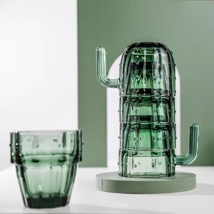 MM 크리에이티브 인스 윈드 캑터스 유리컵 내열 차 가정용 두꺼운 물컵 선물세트 - Product Image 2