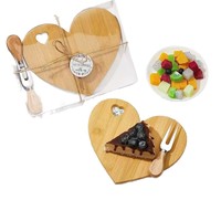Ensemble de planches à fromage en bambou en forme de cœur, très vendu, avec couteaux pour les mariages, la Saint-Valentin et autres occasions spéciales