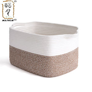 Panier tissé rectangulaire KUYUE, panier <span class=keywords><strong>de</strong></span> <span class=keywords><strong>rangement</strong></span> en corde pour serviettes et couvertures <span class=keywords><strong>de</strong></span> <span class=keywords><strong>salle</strong></span> <span class=keywords><strong>de</strong></span> <span class=keywords><strong>bain</strong></span>, panier <span class=keywords><strong>de</strong></span> <span class=keywords><strong>rangement</strong></span> <span class=keywords><strong>de</strong></span> bureau en coton pliable, sac OPP - Product Image 2