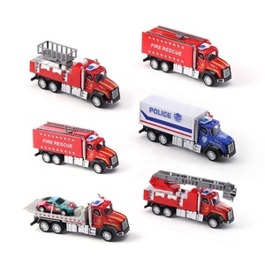 Camion dei Pompieri in Metallo Giocattolo per Bambini Veicoli a Retrocarica Giocattoli in Lega Auto in Miniatura Camion dei Vigili del Fuoco - Product Image 1