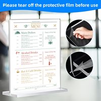 Support de menu de table A4 en acrylique transparent double face de luxe, personnalisé en usine, pour bureau et maison