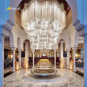 <span class=keywords><strong>Foyer</strong></span> contemporain grand hall d'art luxe moderne nordique hôtel salle à manger décor lustre cristal grande mosquée lustre éclairage - Product Image 1