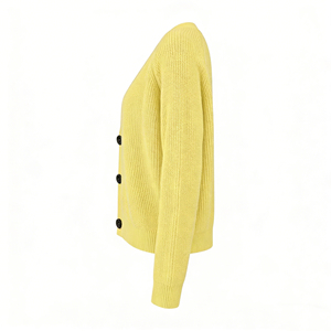 <span class=keywords><strong>Cardigan</strong></span> Casual con Scollo a V, Maglione a Maniche Lunghe con Bottoni, Top Leggero Traforato <span class=keywords><strong>Giallo</strong></span> per <span class=keywords><strong>Donna</strong></span> - Product Image 1
