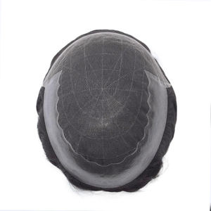 Peluca de encaje francés de encaje frontal N6 con lados de PU Tupé de cabello humano indio rizado natural para hombres Estilo de onda virgen - Product Image 5