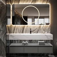 Miroir de salle de bain anti-buée mural moderne CF, forme rectangulaire, éclairage intégré, miroir LED intelligent à détection tactile pour hôtel