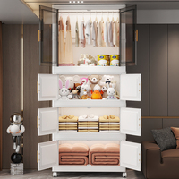 Armoire de Rangement en Plastique à Double Porte, Pliable, Peu Encombrante, Portable, Grand Modèle de Luxe Léger, pour Placard, Vente en Gros