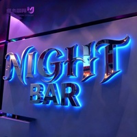 Lettres LED 3D en acier inoxydable sur mesure de haute qualité avec éclairage halo inversé, logo mural commercial, décoration intérieure pour entreprises
