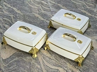 Ensemble de 3 pièces 4,5L 5,5L 6,5L – Grande boîte isotherme de cuisine en ABS et acier inoxydable avec pieds dorés