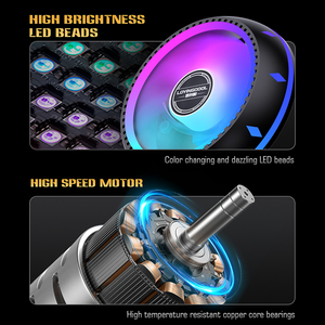 Lovinglcool UFO hình dạng RGB <span class=keywords><strong>CPU</strong></span> Cooler với 4 Heatpipes cho Intel LGA 1150 1151 1155 1156 1200 1700 và AM4 RGB làm mát không khí fan hâm mộ - Product Image 6